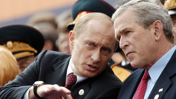 Путин, Буш на Красной площади во время парада