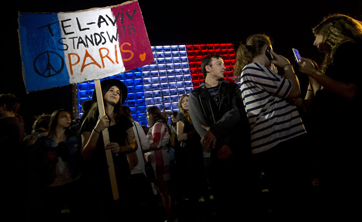 Митинг в поддержку Франции в Тель-Авиве