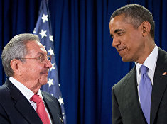 Рауль Кастро и Барак Обама на 70-й сессии Генеральной ассамблеи ООН Рауль Кастро и Барак Обама на 70-й сессии Генеральной ассамблеи ООН