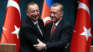 Президент Турции Тайип Эрдоган и президент Азербайджана Ильхам Алиев