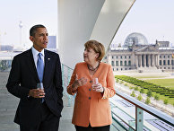 Президент США Барак Обама и канцлер ФРГ Ангела Меркель во время переговоров в Берлине