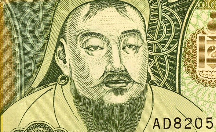 Портрет Чингисхана на монгольском тугрике