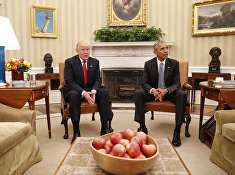 Дональд Трамп на встрече с президентом США Бараком Обамой в Белом доме Дональд Трамп на встрече с президентом США Бараком Обамой в Белом доме