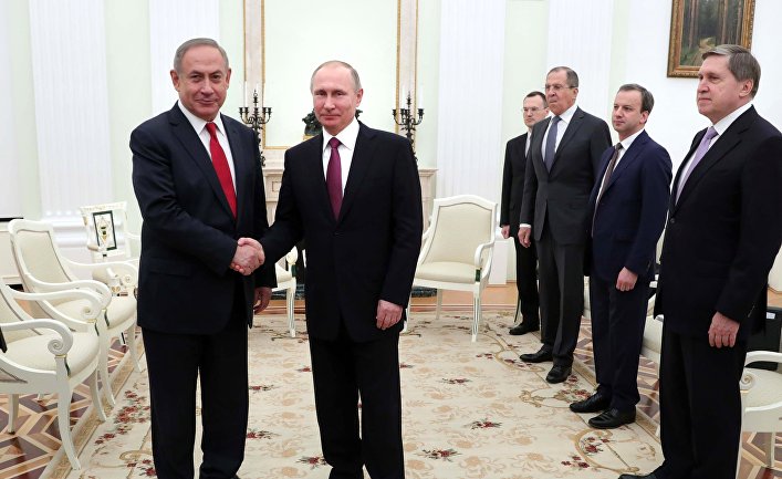 Президент РФ Владимир Путин и премьер-министр Израиля Биньямин Нетаньяху во время встречи. 9 марта 2017
