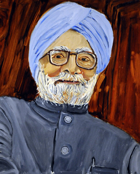 Портрет премьер-министра Индии Манмохана Сингха, Джорджа Буша