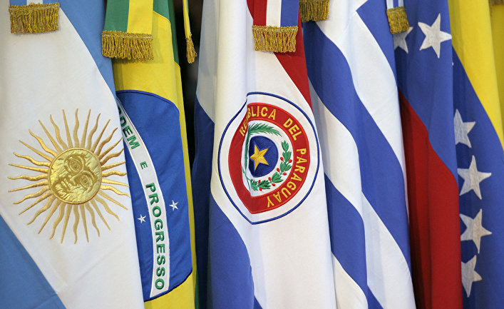 Флаги стран-участниц саммита Меркосур в Аргентине