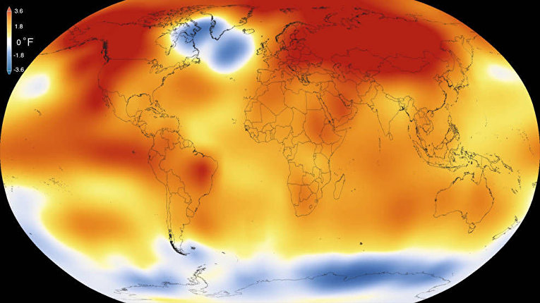 Карта мира с диапазоном температур